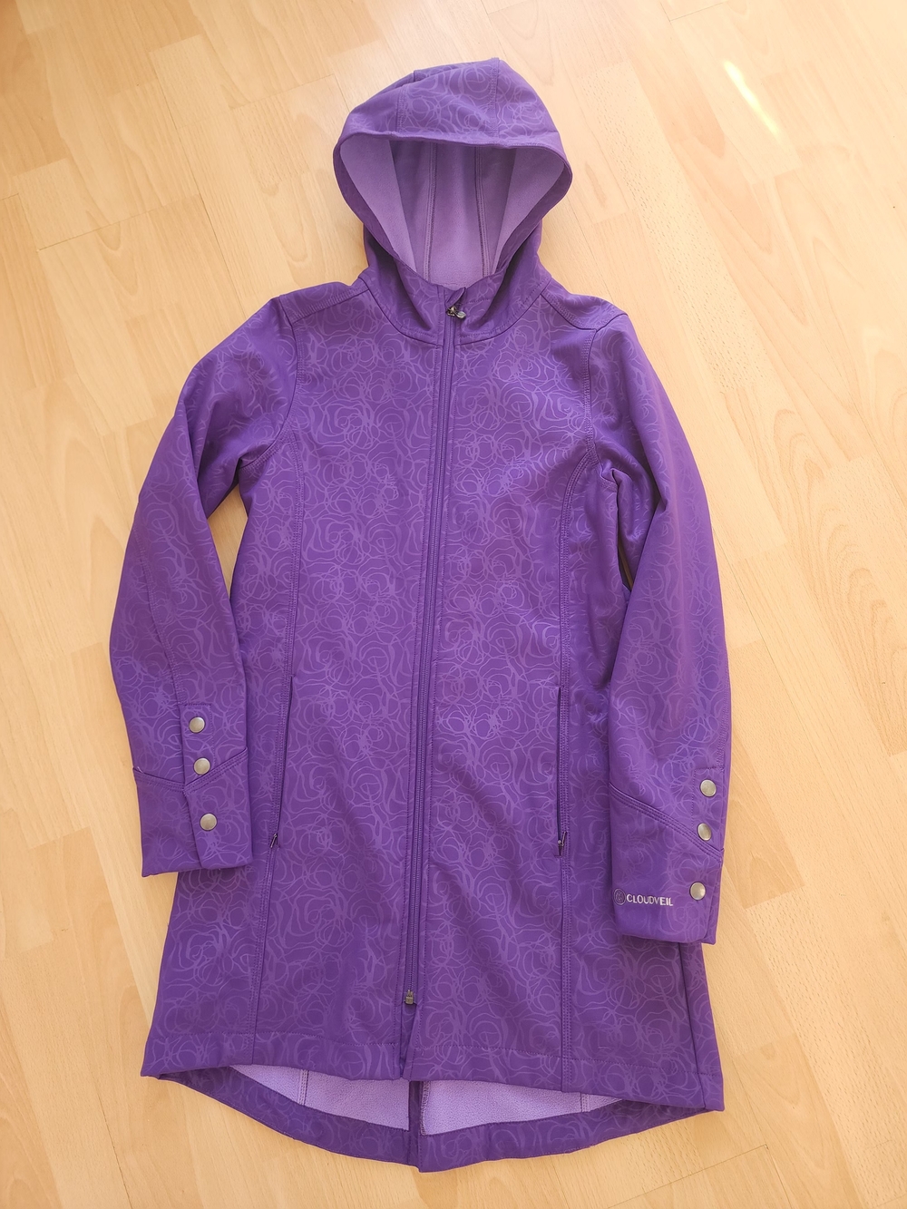 Purple Hooded Softshell Coat